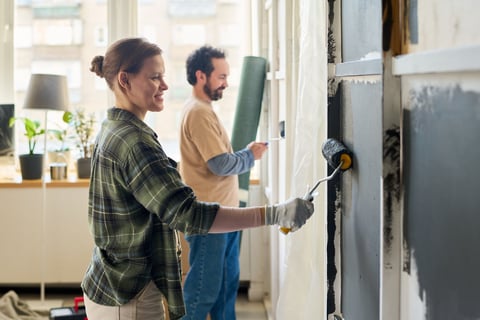 Interior painting project with professional finish